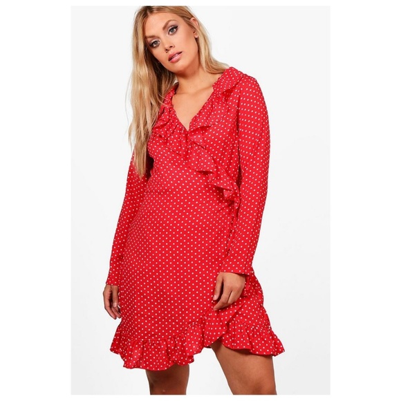 Boohoo Plus Metallic Spot Wrap Midi 